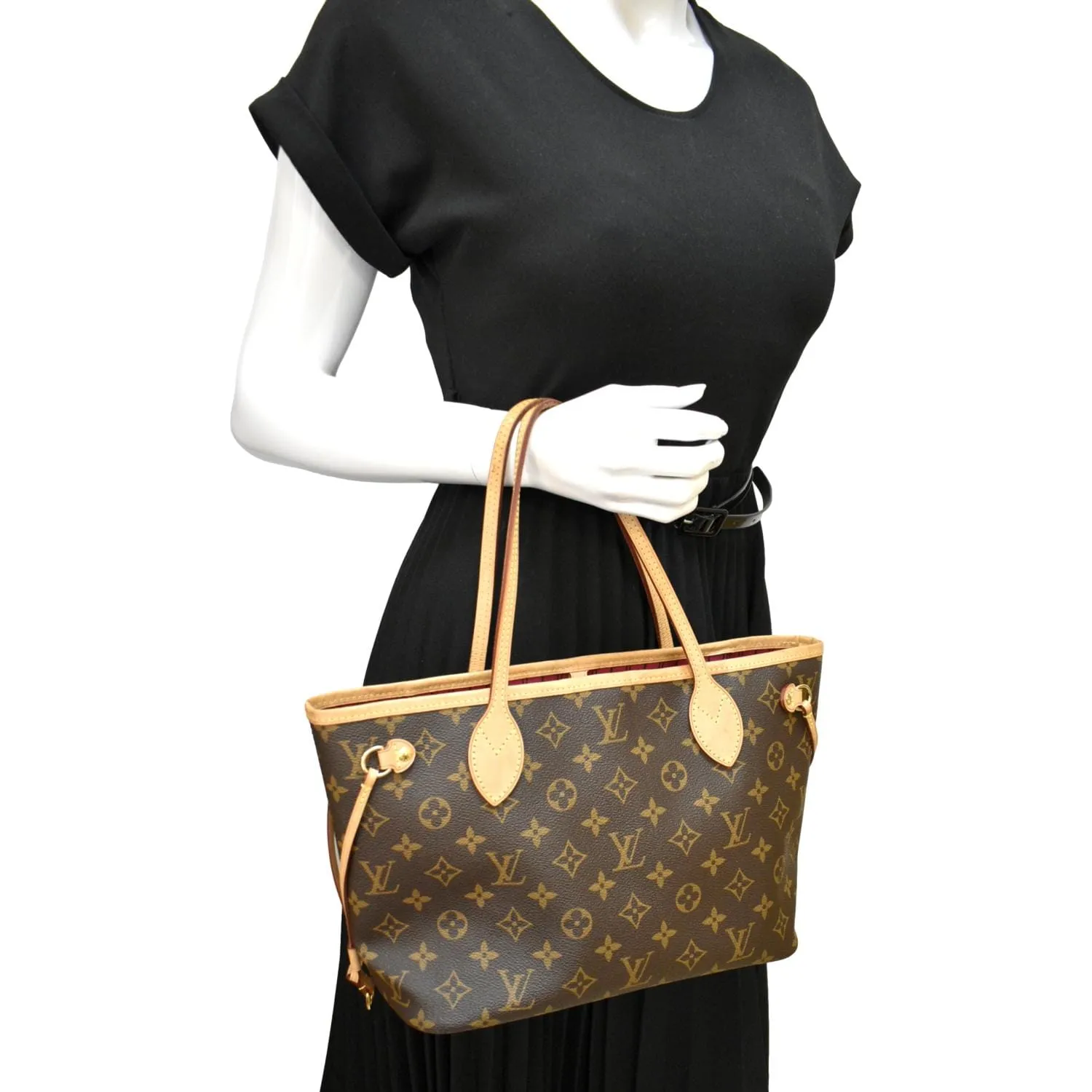 LOUIS VUITTON Neverfull PM Monogram Canvas Tote Bag Brown