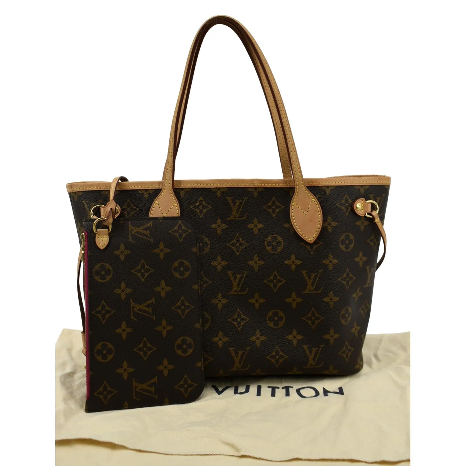 LOUIS VUITTON Neverfull PM Monogram Canvas Tote Bag Brown