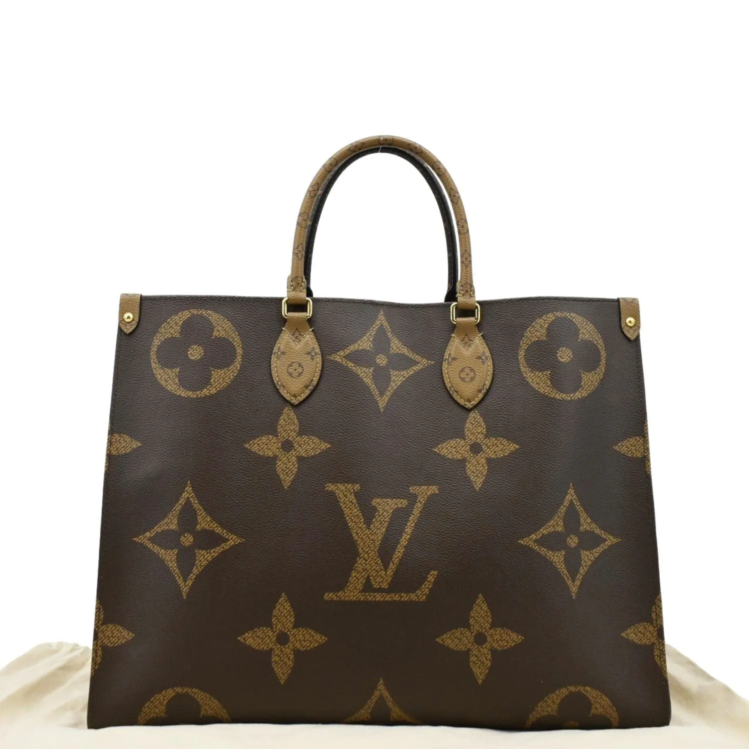 LOUIS VUITTON Onthego GM Giant Monogram Canvas Tote Bag Brown
