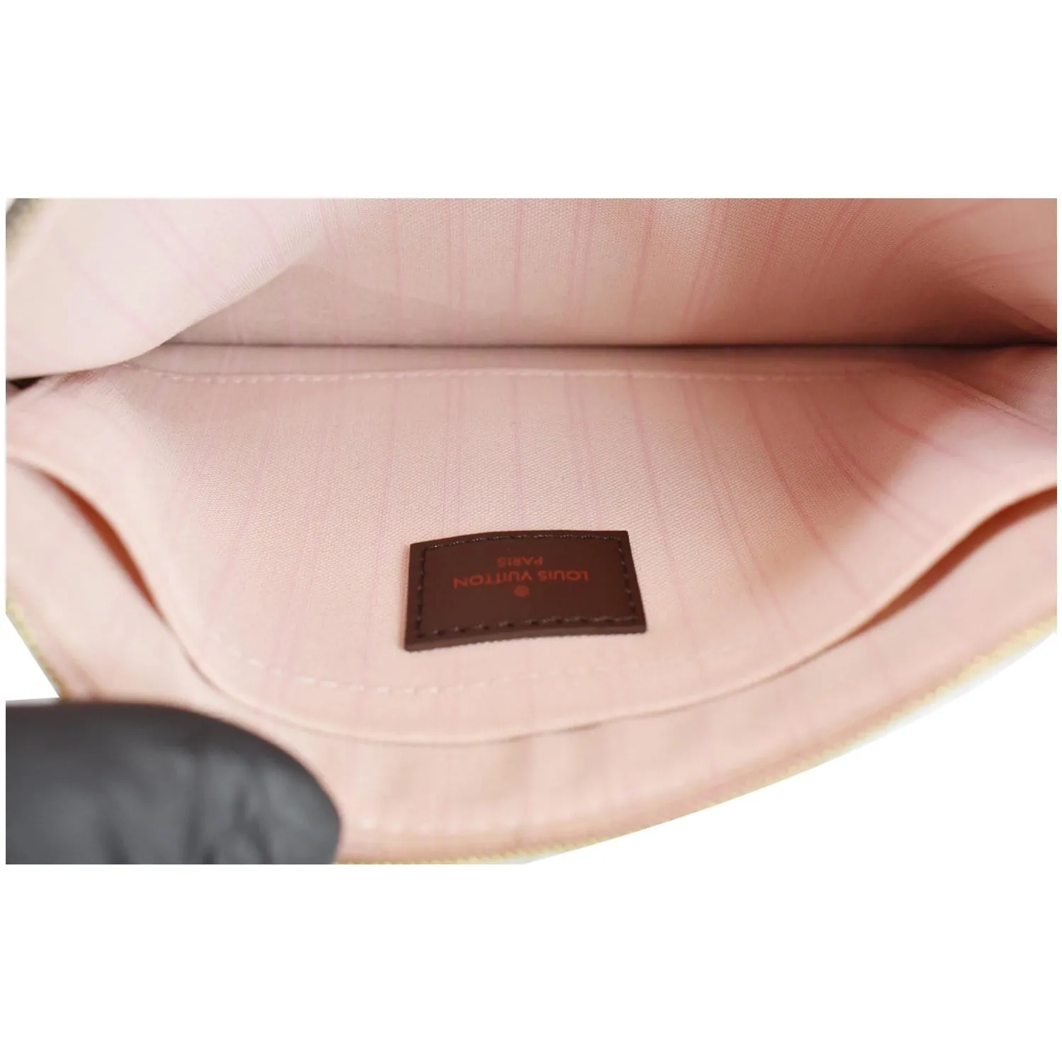 LOUIS VUITTON Pochette Wristlet Pouch Damier Ebene Neverfull MM Brown