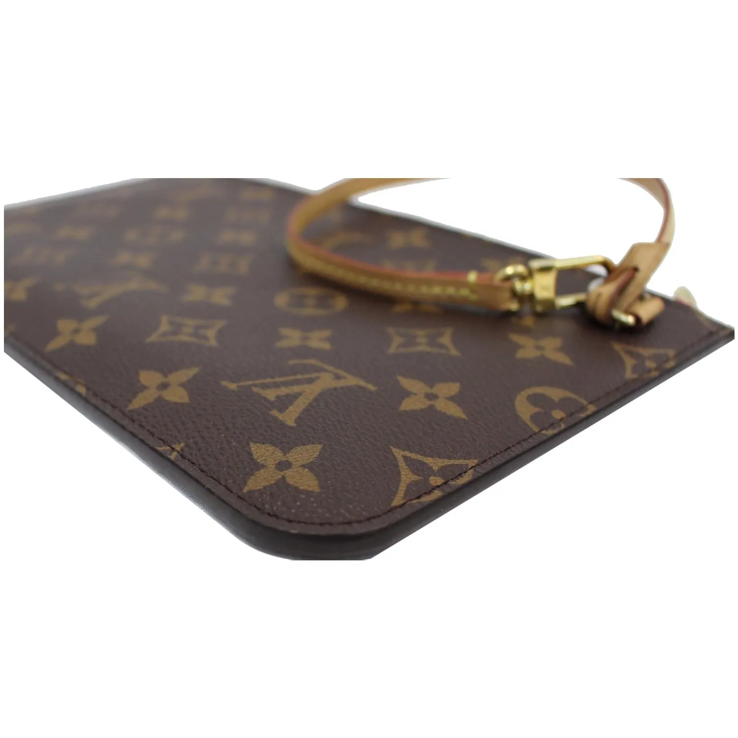 LOUIS VUITTON Pochette Wristlet Pouch Monogram Canvas Neverfull MM Brown