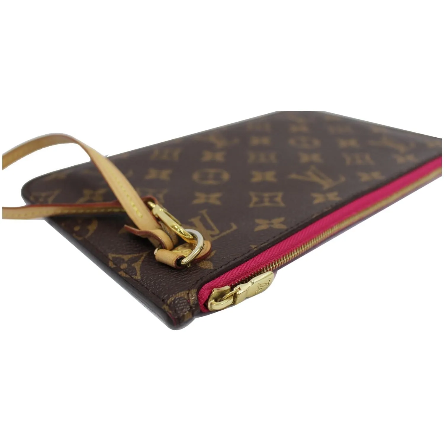 LOUIS VUITTON Pochette Wristlet Pouch Monogram Canvas Neverfull MM Brown