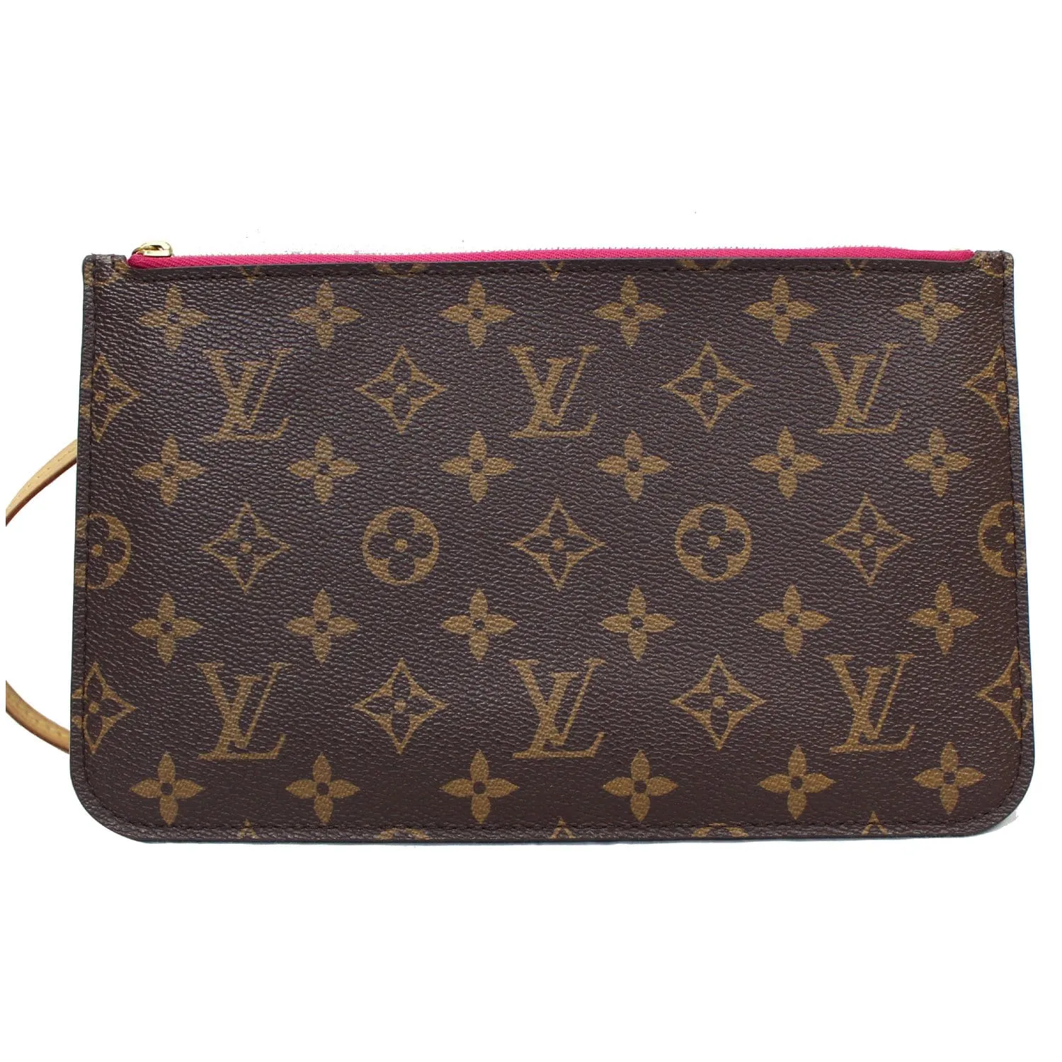 LOUIS VUITTON Pochette Wristlet Pouch Monogram Canvas Neverfull MM Brown