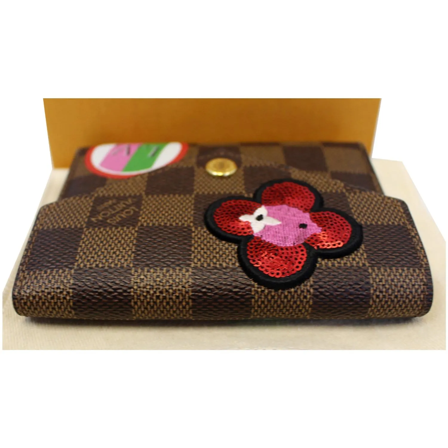 Louis Vuitton Victorine Damier Ebene Embroidery Wallet Brown