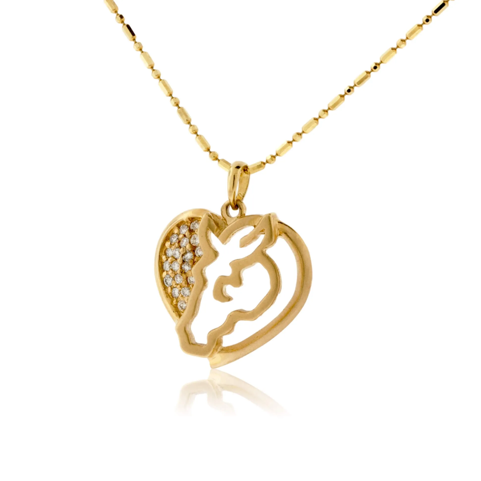 Love Horse in Heart Diamond Necklace