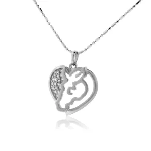 Love Horse in Heart Diamond Necklace