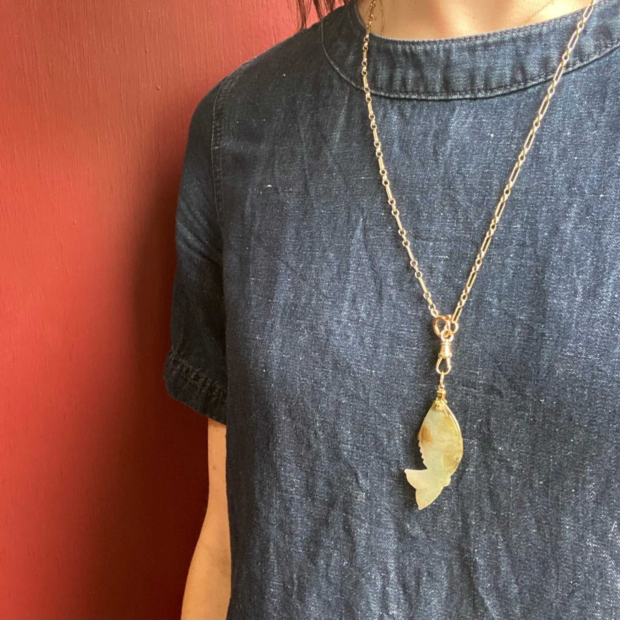 Lovely Carved Jade Fish Pendant