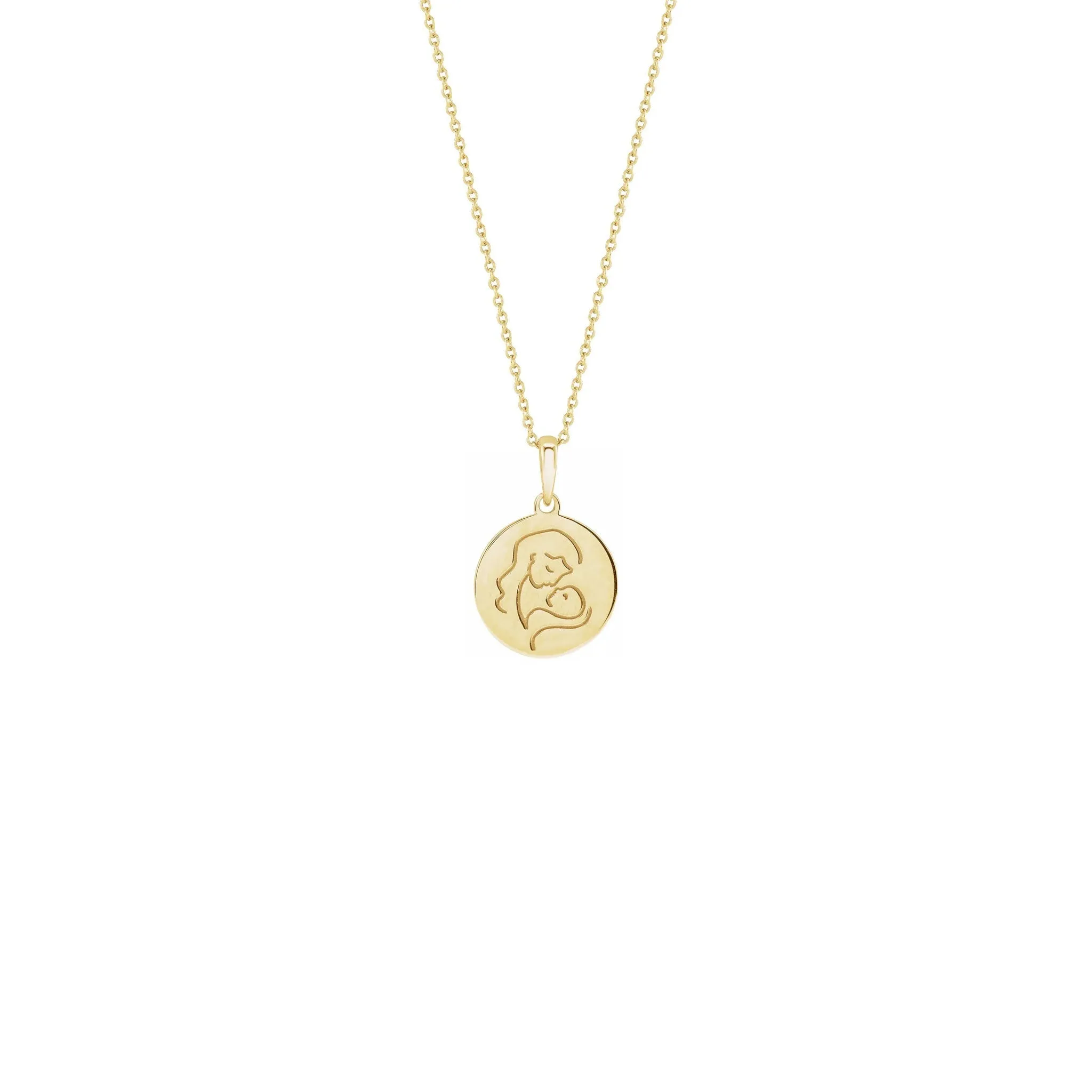 Lovely Mother with Baby Medallion Necklace