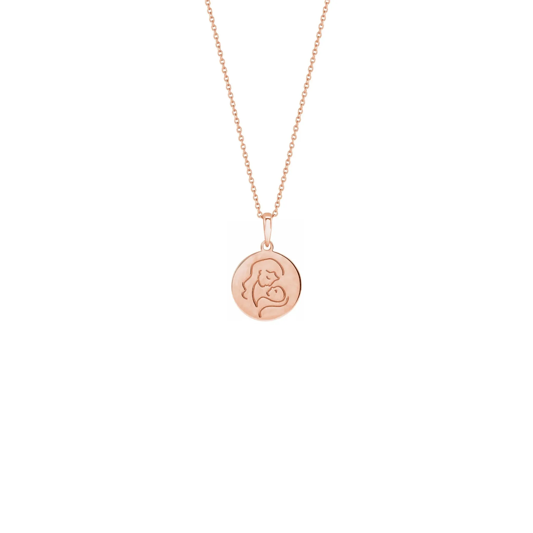 Lovely Mother with Baby Medallion Necklace
