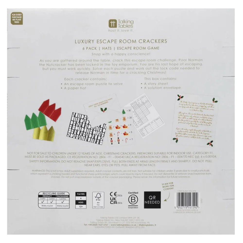 Luxury Eco Crackers - Nutcracker (Set of 6)