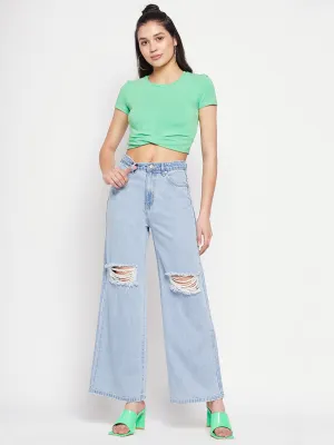 Madame Women Blue Rugged Denim