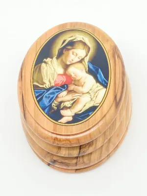 Madonna and Child Olive Wood  Premium Crafted Sassoferrato Rosary Box