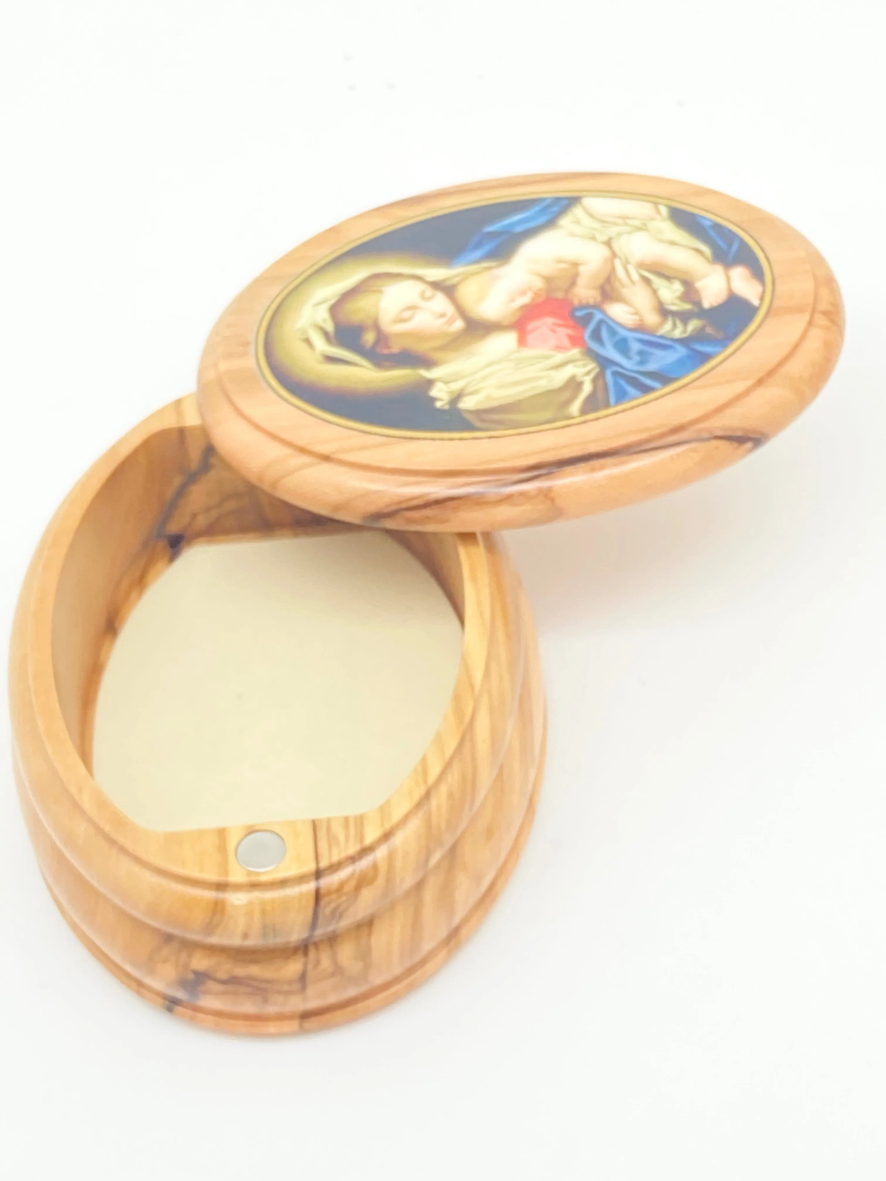 Madonna and Child Olive Wood  Premium Crafted Sassoferrato Rosary Box