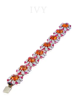 Mandarin Garnet, Red Spinel and Diamond Bracelet
