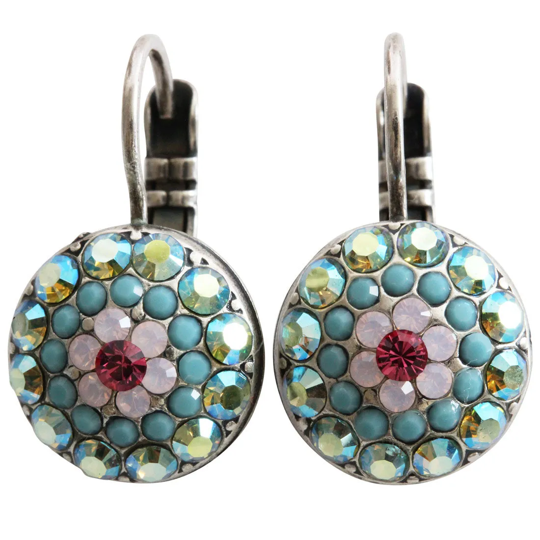 Mariana "Summer Fun" Silver Plated Round Pavé Crystal Earrings, 1141 3711