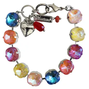 Mariana "Sun-Kissed Rainbow" Rhodium Plated Cushion Cut Crystal Bracelet, 4326/2 160-2ro
