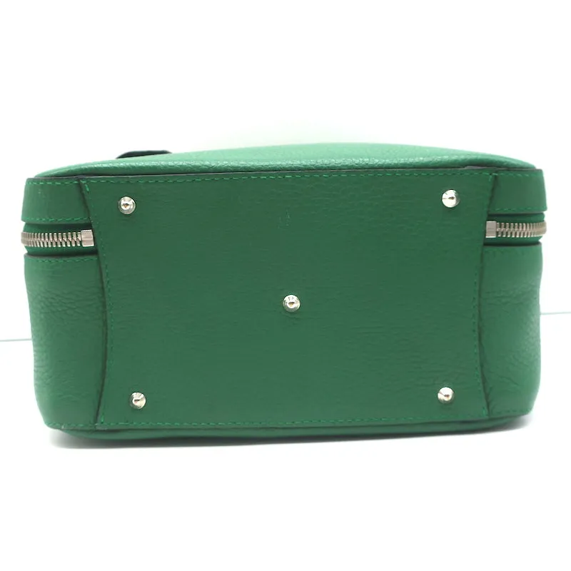 Mark Cross Laura Camera Bag Green Pebbled Leather Crossbody