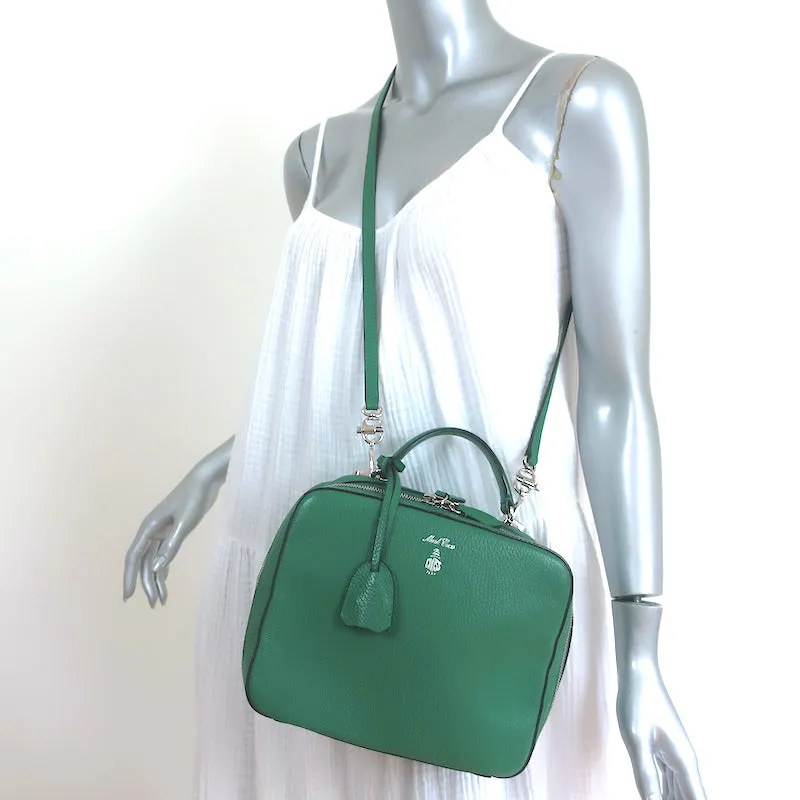 Mark Cross Laura Camera Bag Green Pebbled Leather Crossbody