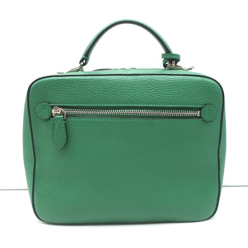 Mark Cross Laura Camera Bag Green Pebbled Leather Crossbody