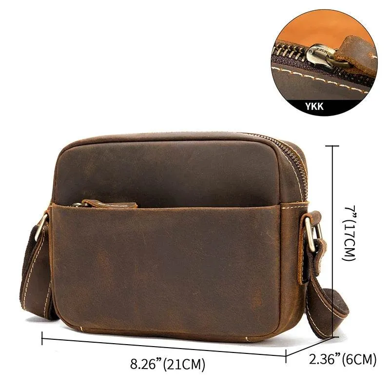 Men's Crazy Horse Leather Crossbody Bag – Retro Messenger Sling