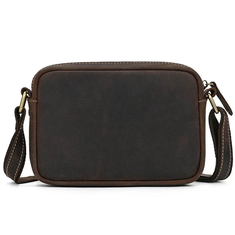 Men's Crazy Horse Leather Crossbody Bag – Retro Messenger Sling