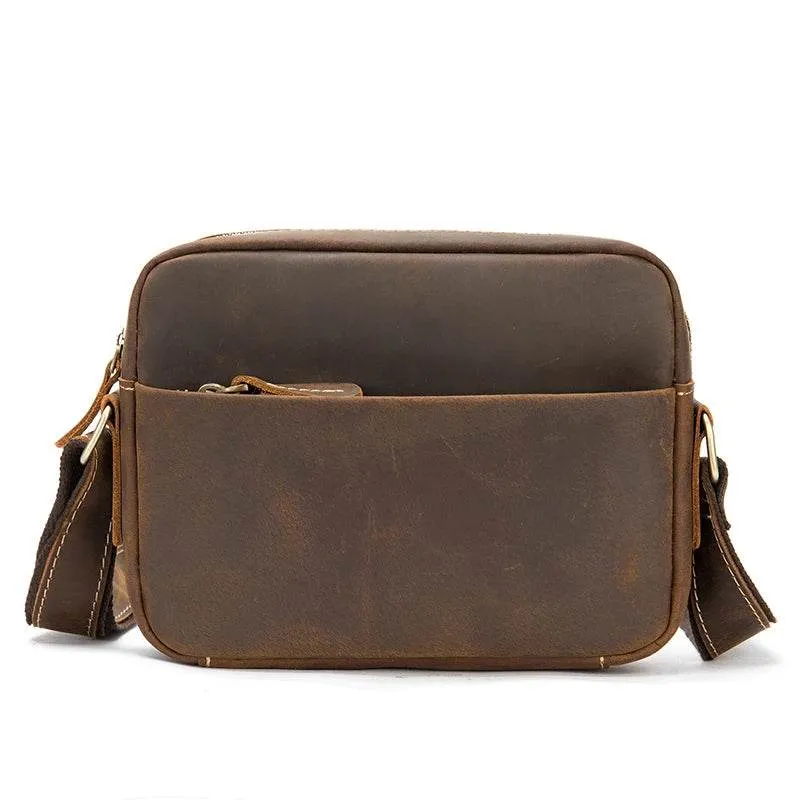Men's Crazy Horse Leather Crossbody Bag – Retro Messenger Sling