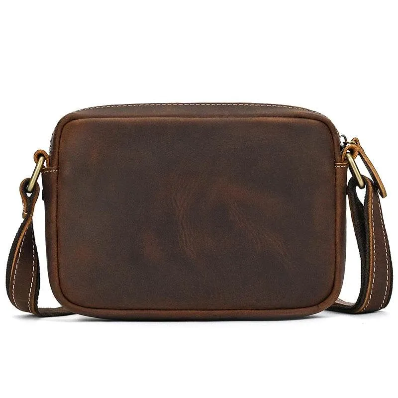 Men's Crazy Horse Leather Crossbody Bag – Retro Messenger Sling