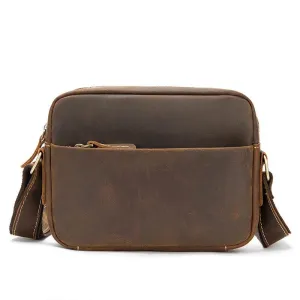 Men's Crazy Horse Leather Crossbody Bag – Retro Messenger Sling