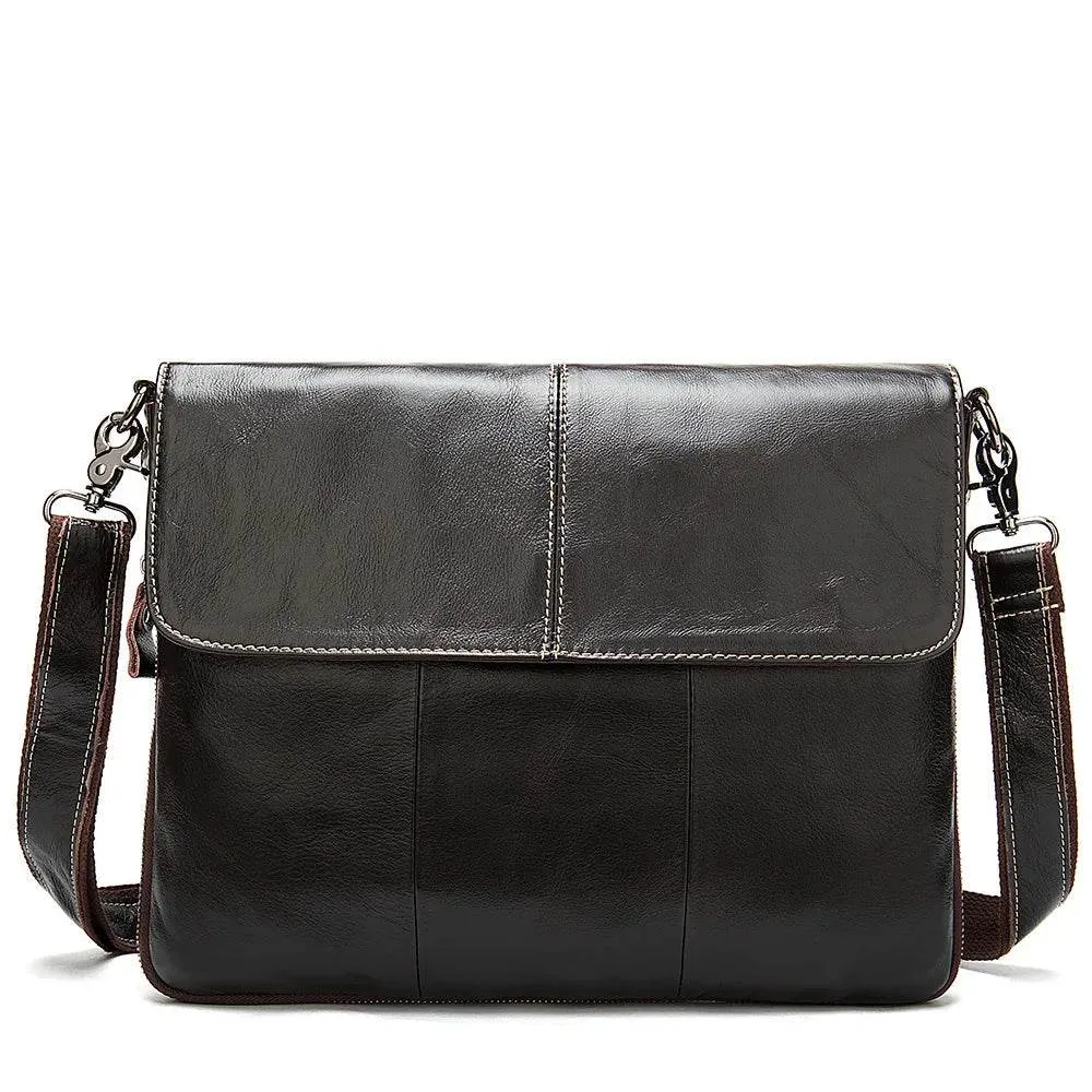 Men's Leather Crossbody Bag Casual Waterproof Sling Oil Wax