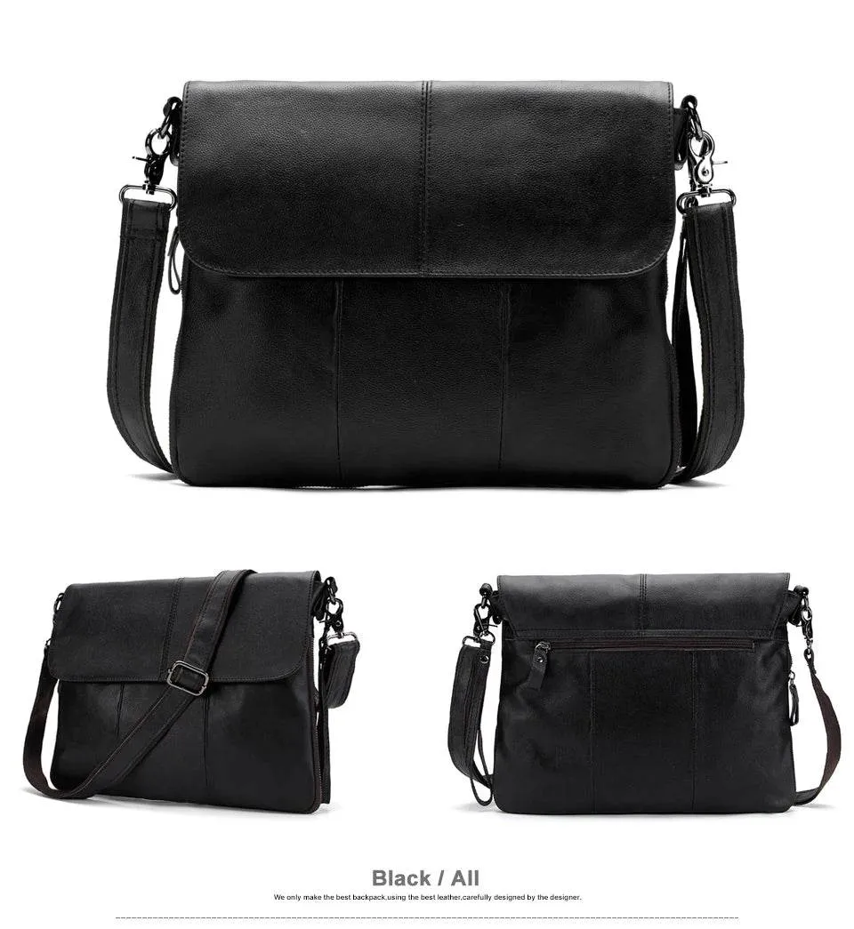 Men's Leather Crossbody Bag Casual Waterproof Sling Oil Wax