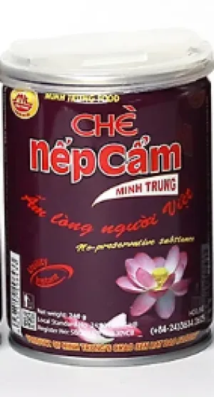 MINH TRUNG FOODS, BLACK STICKY RICE DESSERT IN CAN, CHE NEP CAM TRONG LON, 240G