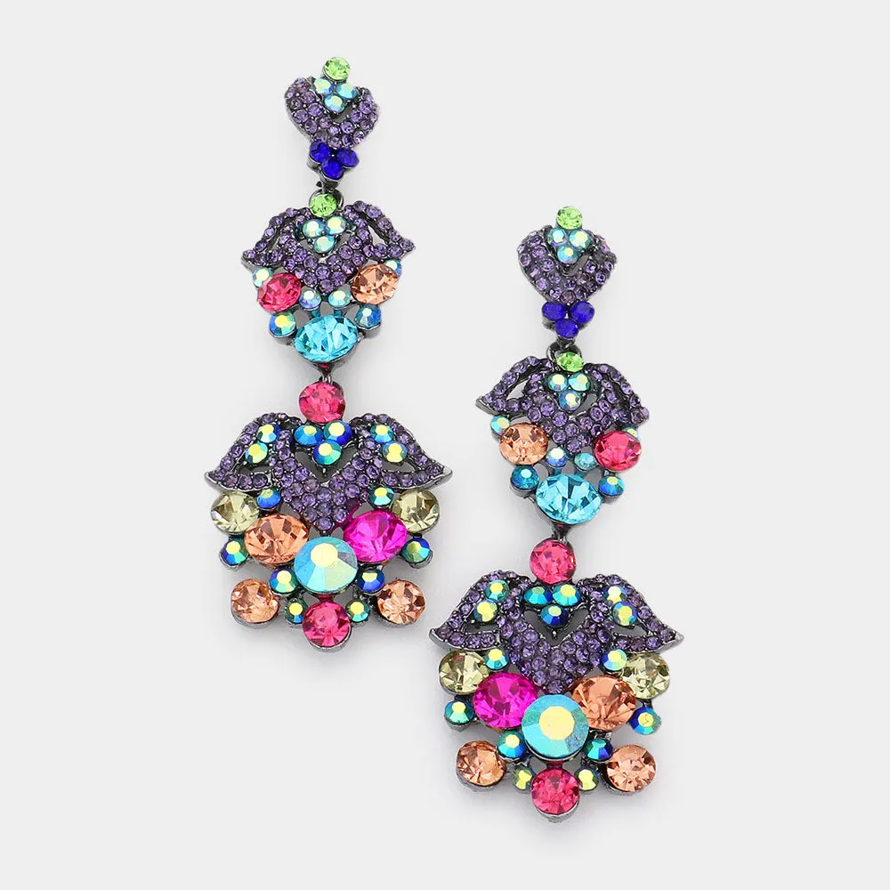 Multi-Color Crystal Dangle Earrings | Lauren | 549419