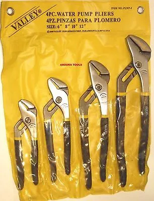 MULTI-GRIP PLIERS 4pc set, 6", 8", 10" & 12" - CrV STEEL, WATER PUMP PLIERS- NEW