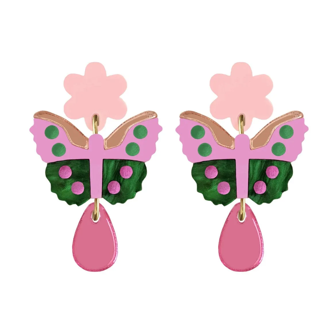Natalie Lea Owen - Butterfly Flower Dangle Earrings