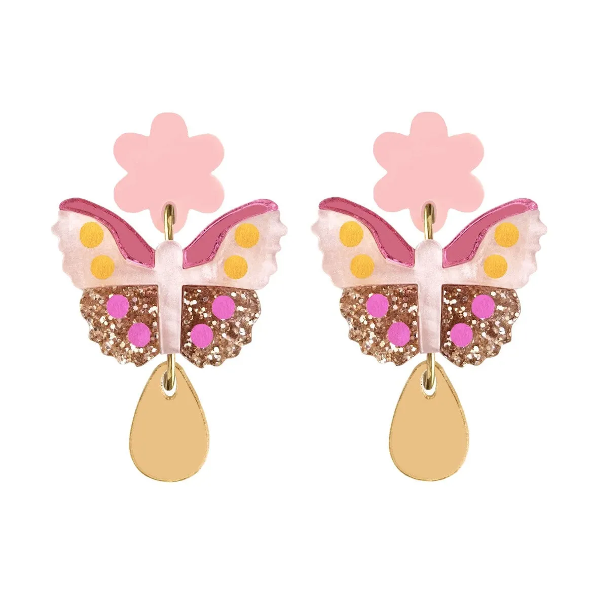 Natalie Lea Owen - Butterfly Flower Dangle Earrings