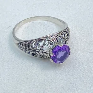 Natural Amethyst Ring, Romantic Wedding Corset Ring #D199