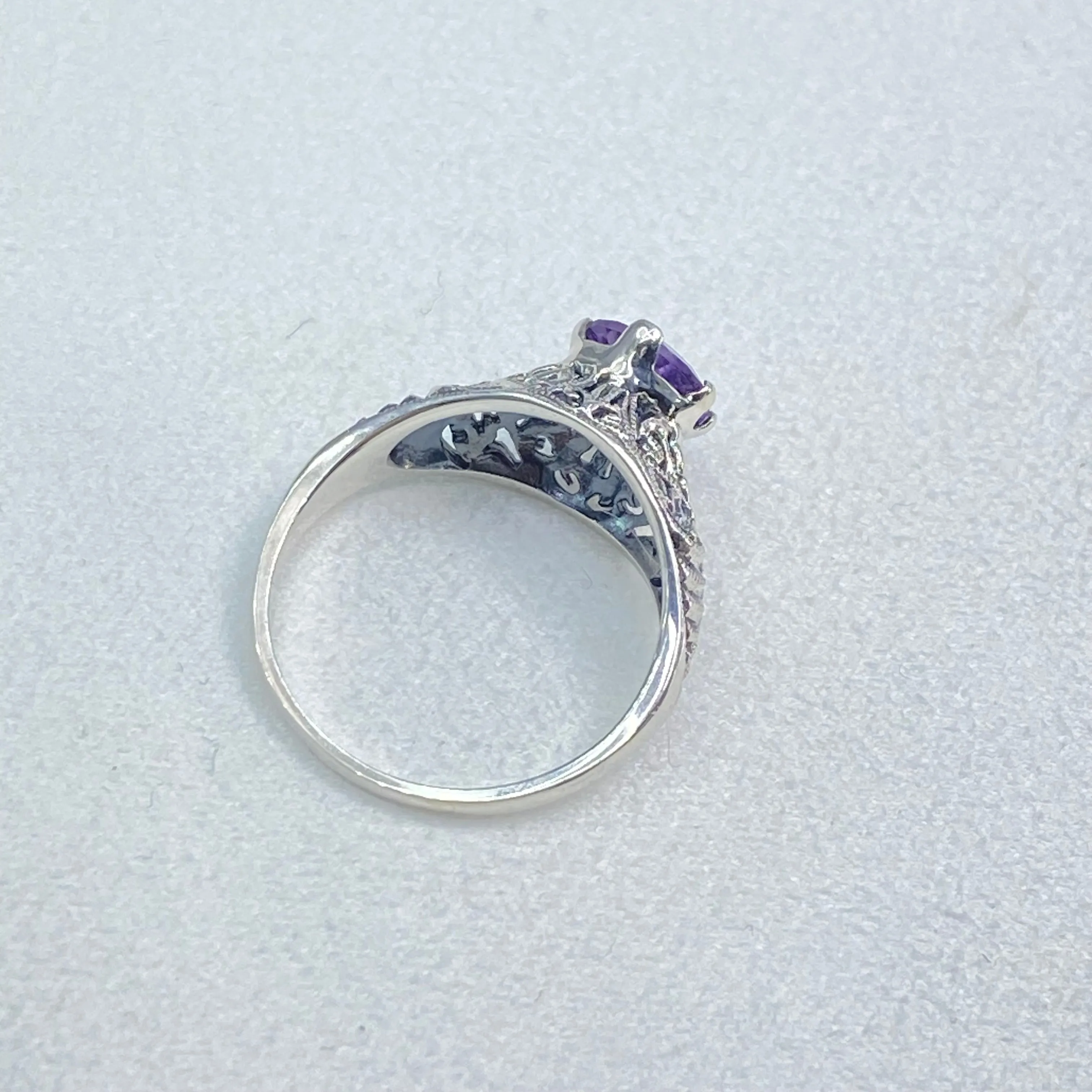 Natural Amethyst Ring, Romantic Wedding Corset Ring #D199