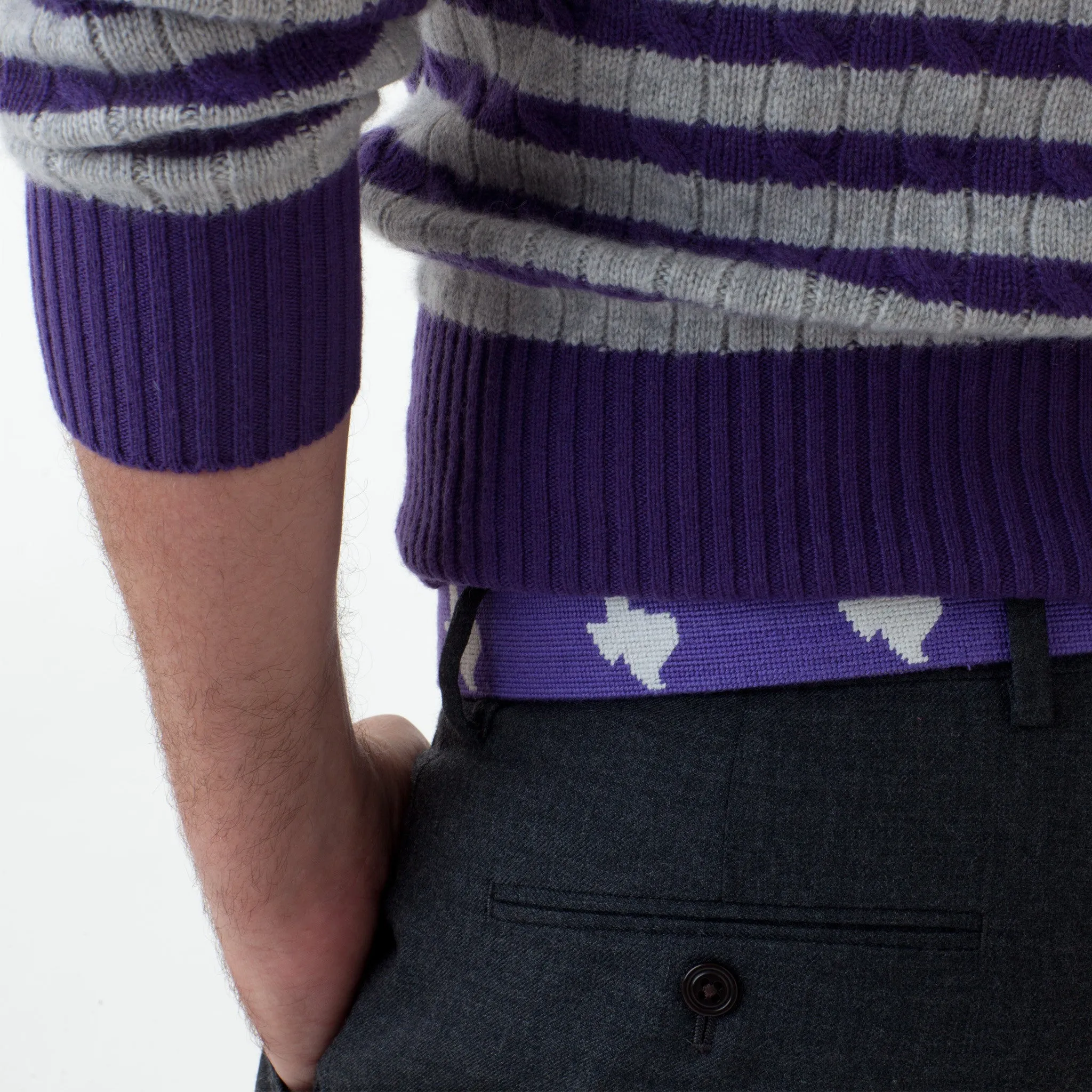 NEEDLEPOINT AND LEATHER BELT