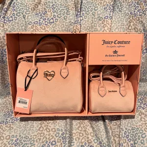 New Pink Juicy Couture Barrel Bag Gift Set of 2 Satchels Purse Velour MSRP $108