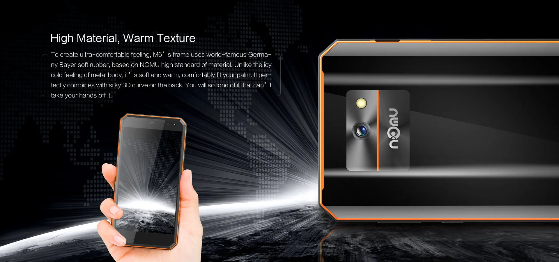 Nomu M6 smartphone 5.0"" 2GB 16GB MTK6737T Android 6.0 13.0MP 1280x720 3000mAh IP68 Waterproof Mobile Phone orange