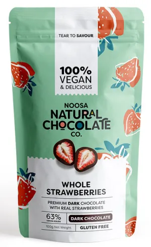 Noosa Natural Whole Strawberries in Dark Chocolate 100g