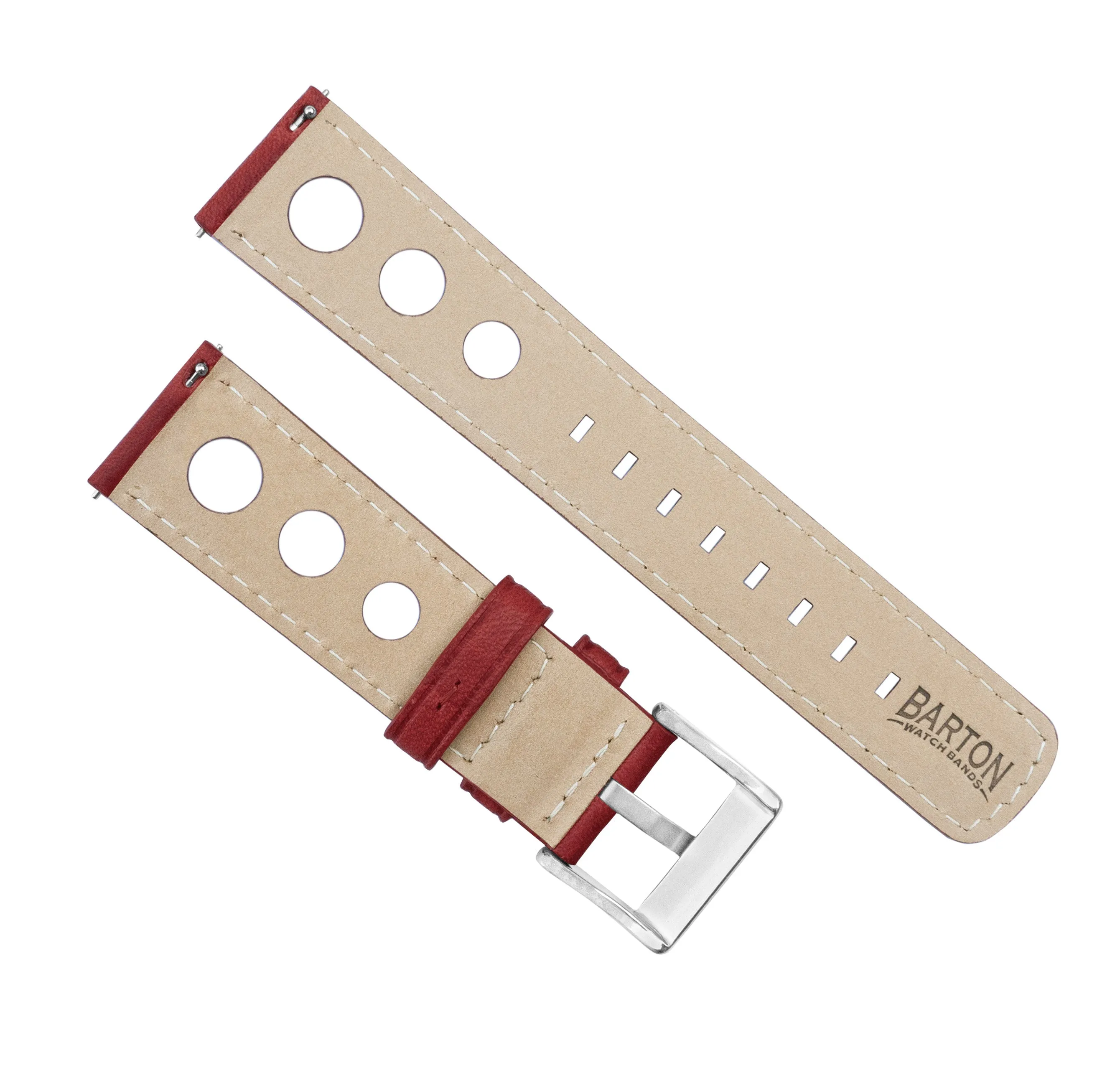 Omega Moonswatch Rally Horween Leather Crimson Red Watch Band