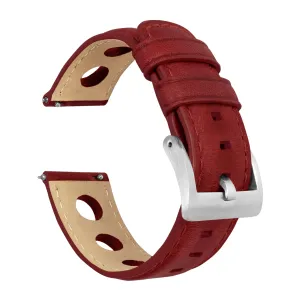 Omega Moonswatch Rally Horween Leather Crimson Red Watch Band