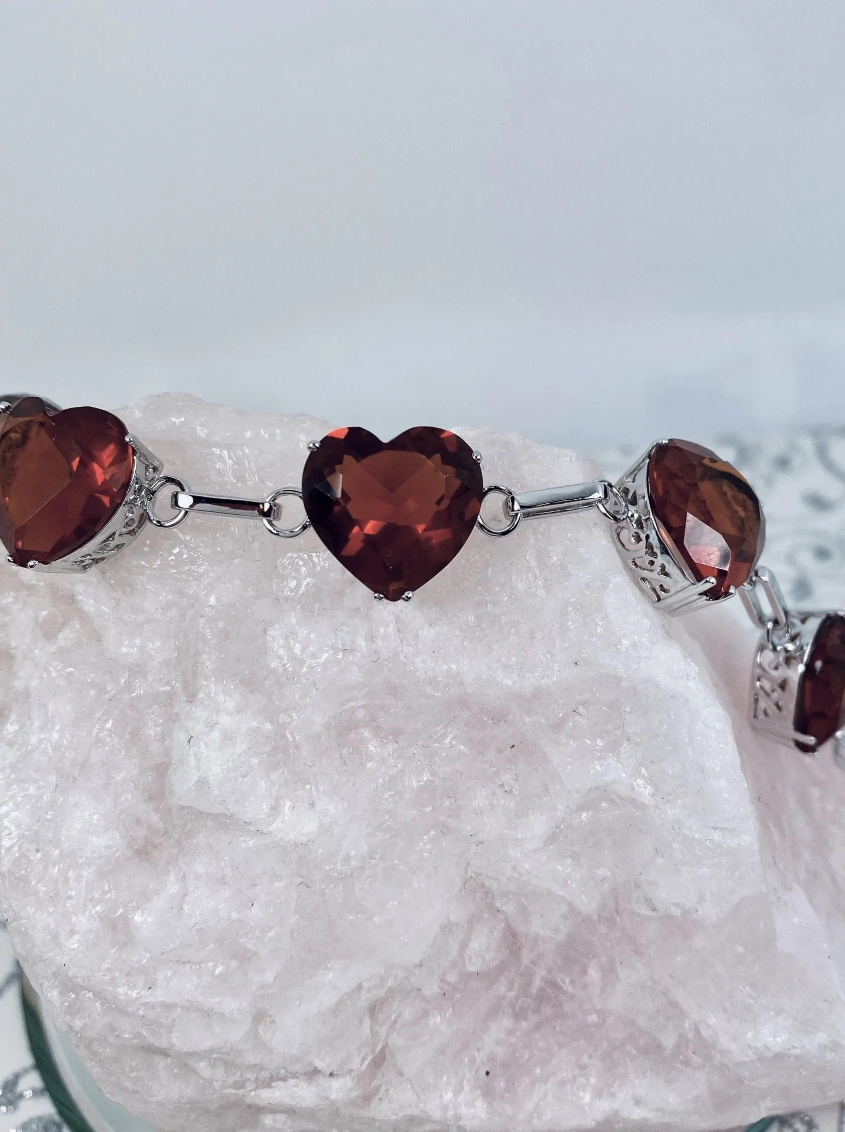 Orange Citrine Bracelet, Heart Gems, Victorian Reproduction Jewelry #B38