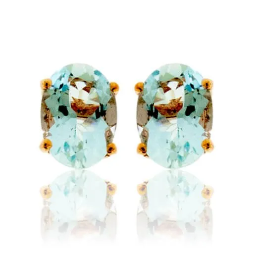 Oval Cut Aquamarine Stud Earrings