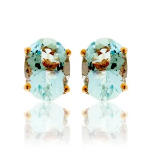 Oval Cut Aquamarine Stud Earrings