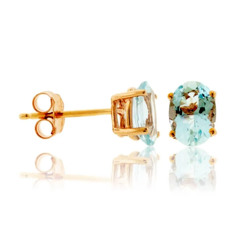 Oval Cut Aquamarine Stud Earrings