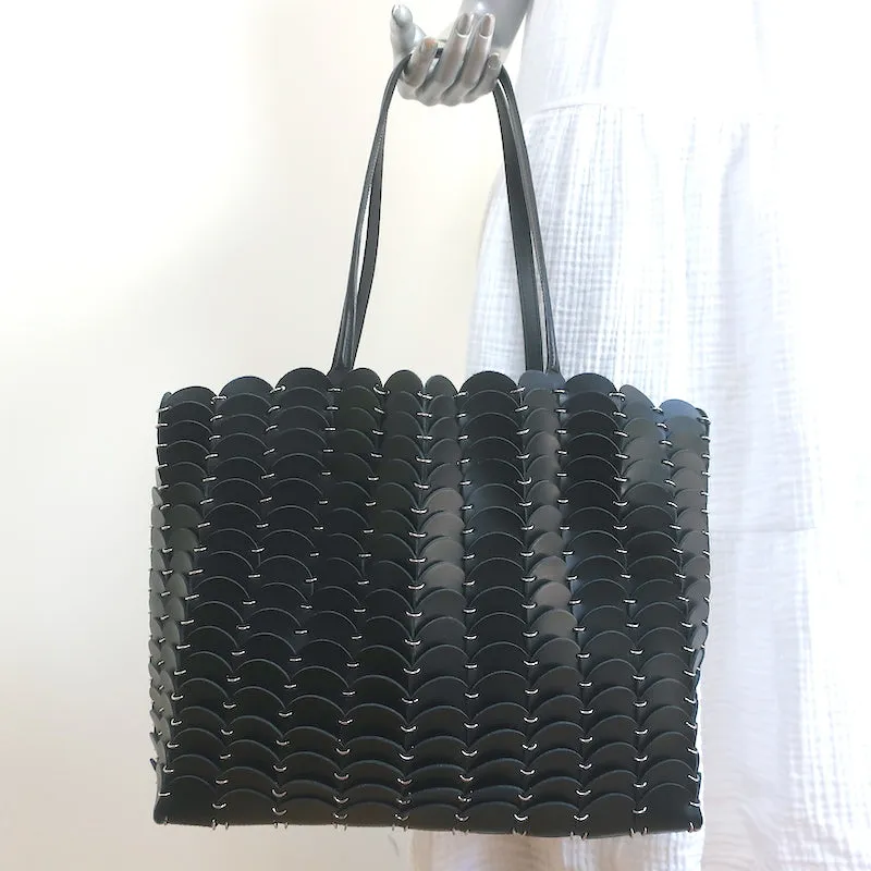 Paco Rabanne Pacoio Tote Black Leather Large Shoulder Bag NEW