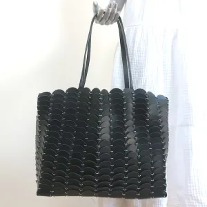 Paco Rabanne Pacoio Tote Black Leather Large Shoulder Bag NEW