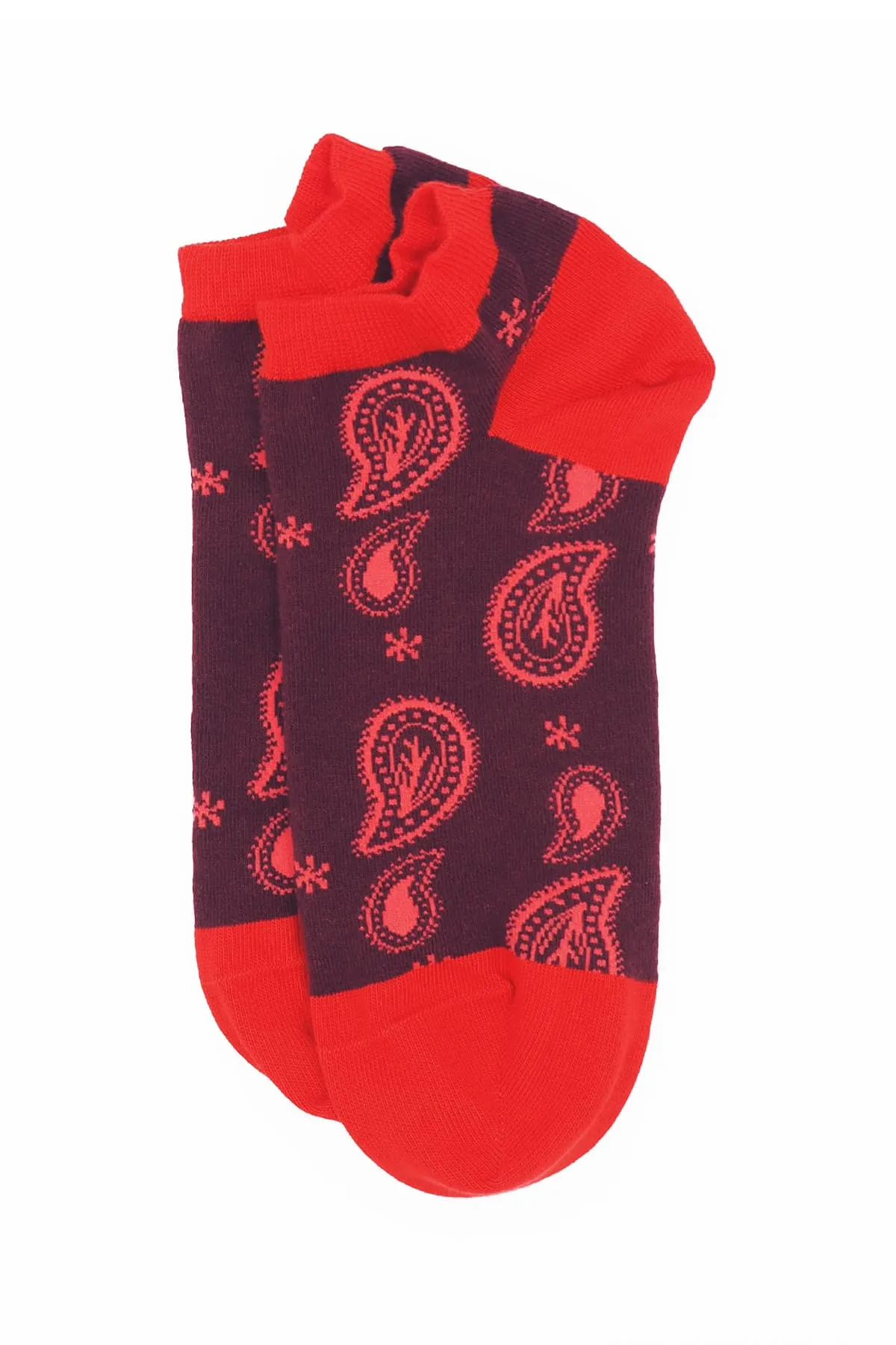 Paisley Men's Organic Cotton Trainer Socks | Burgundy